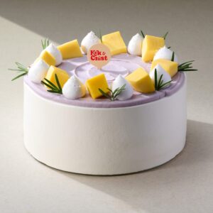 pandan cake with yam and mango filling