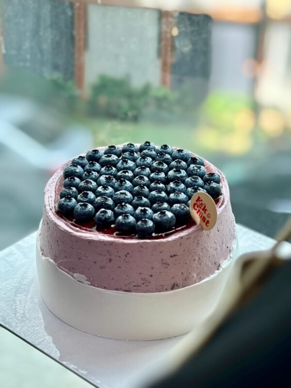 Blueberry Cream Cheese Cake with blueberry glaze and vanilla sponge