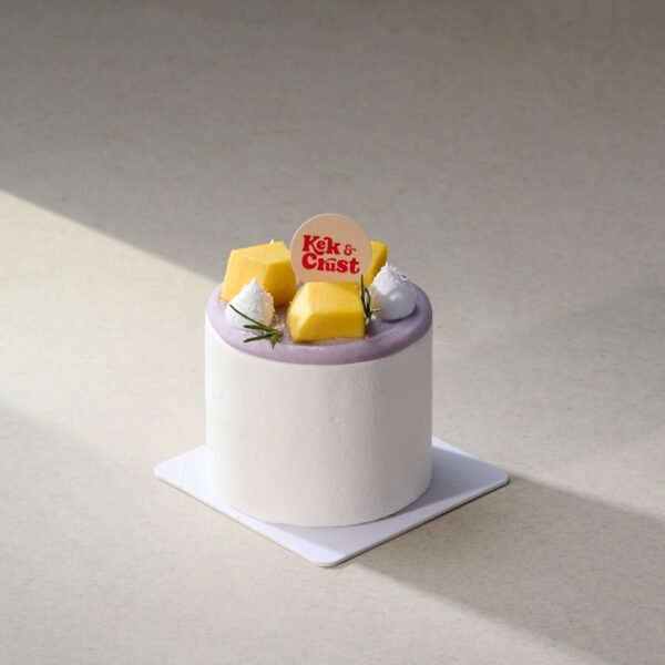 Yam Mango Pandan Petite Cake with coconut cream, 3 inches
