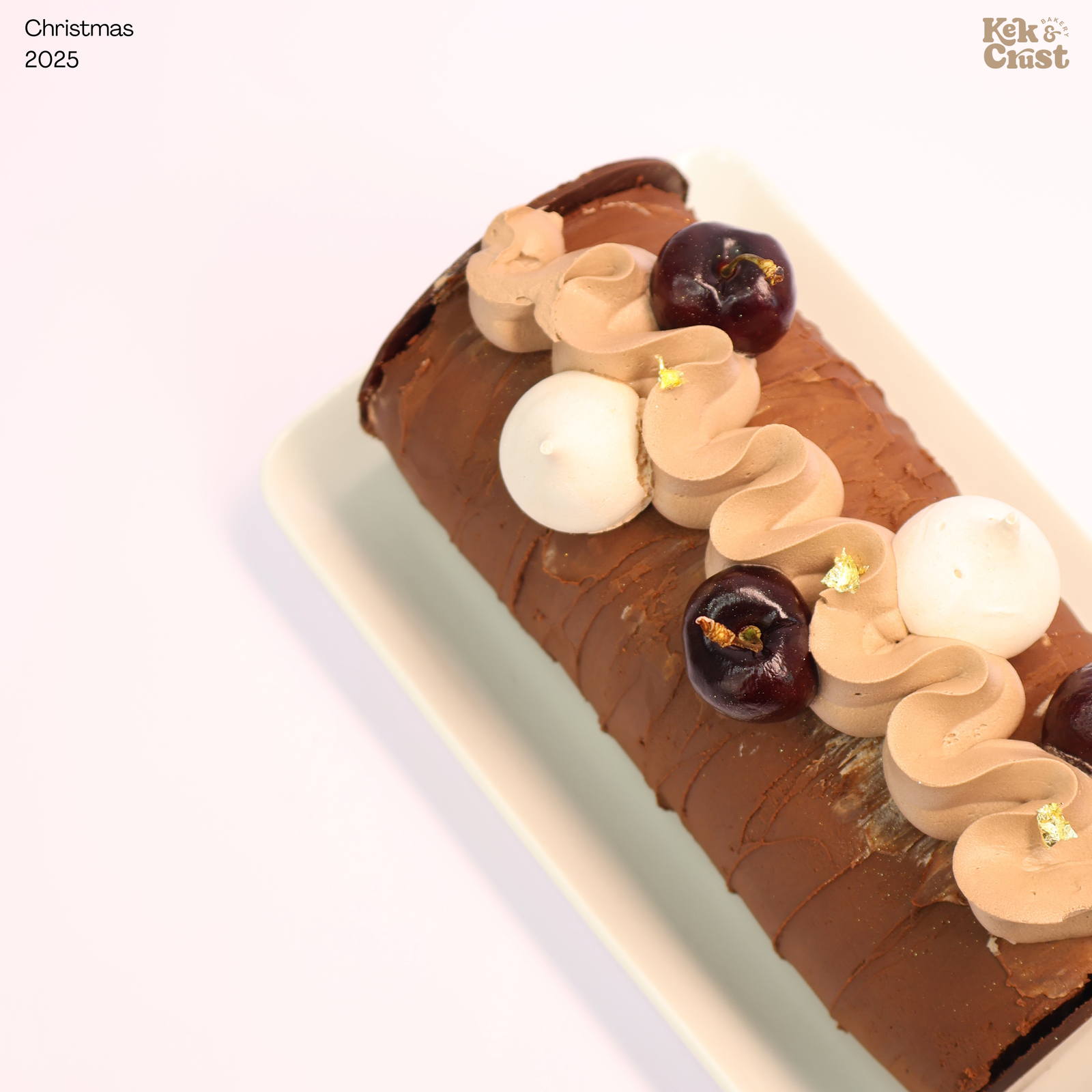 Callebaut Cherry Yule Log Cake - Image 3