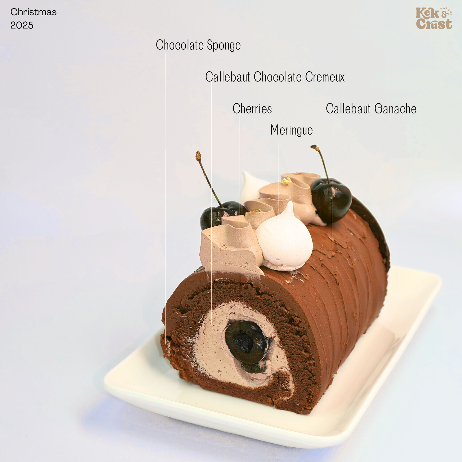 Callebaut Cherry Yule Log Cake - Image 2
