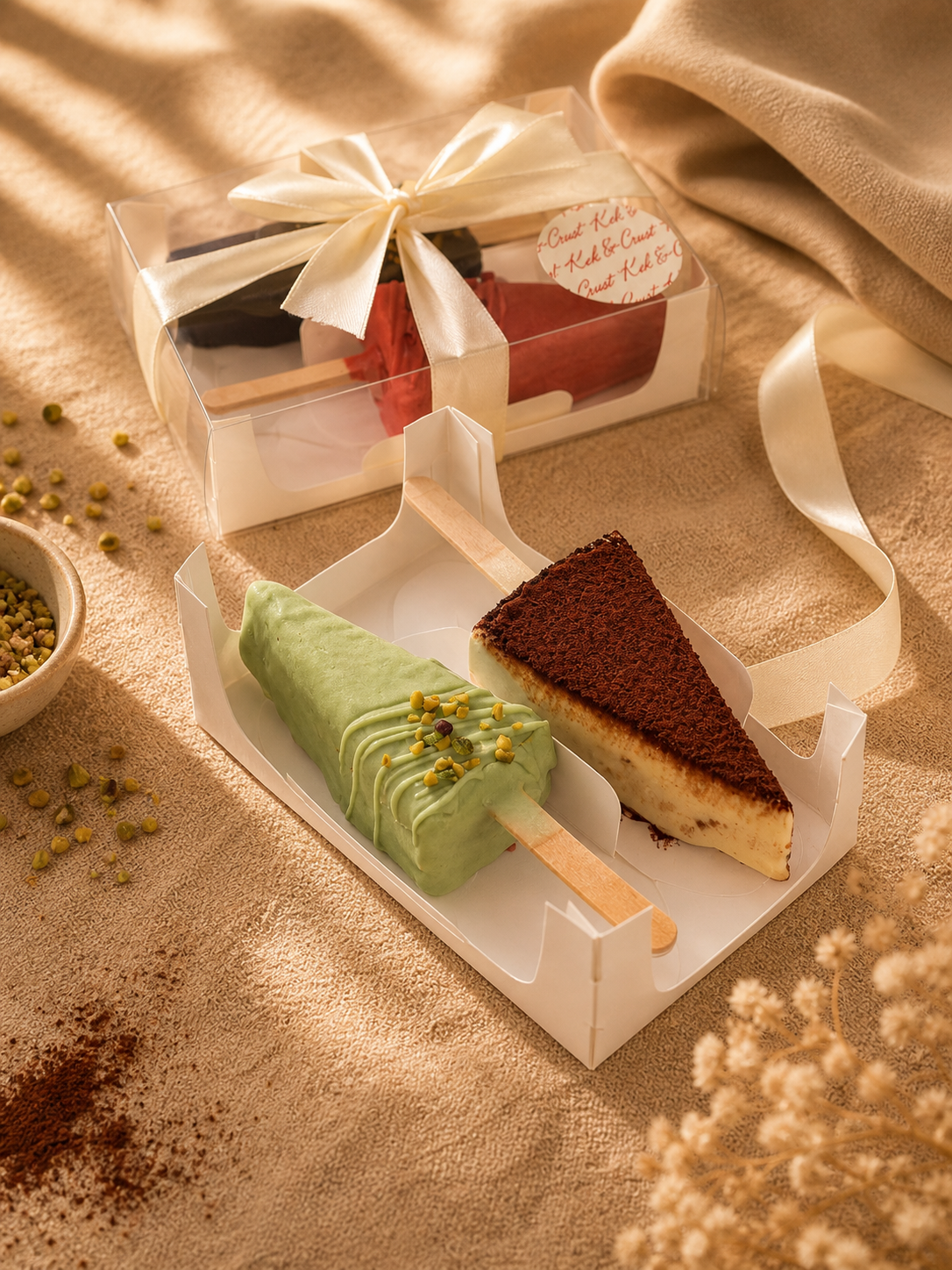 2-Piece Cheesecake Cakesicles Gift Box by Kek & Crust featuring handcrafted premium frozen cheesecake.
