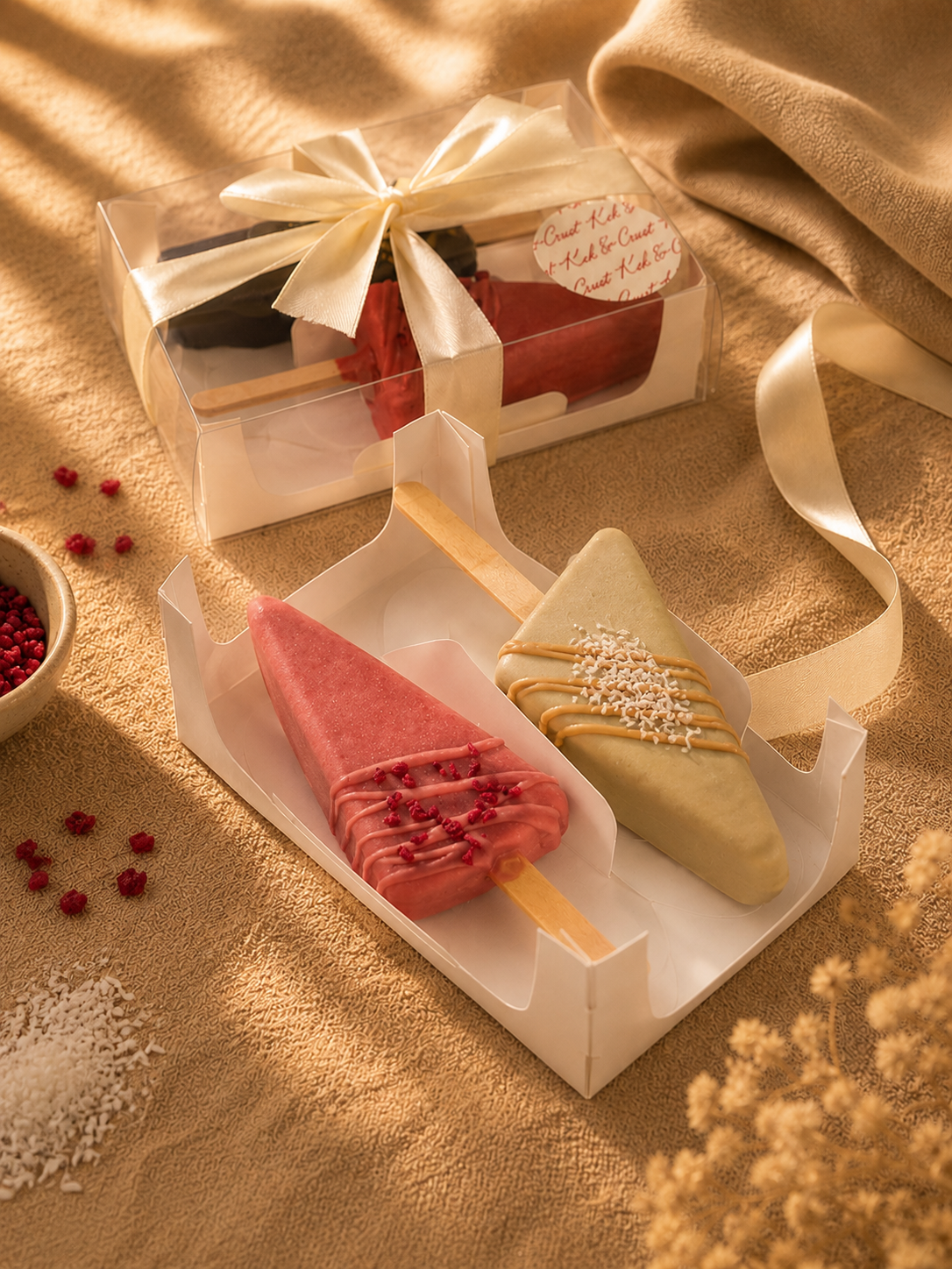 2-Piece Cheesecake Cakesicles Gift Box by Kek & Crust featuring handcrafted premium frozen cheesecake.
