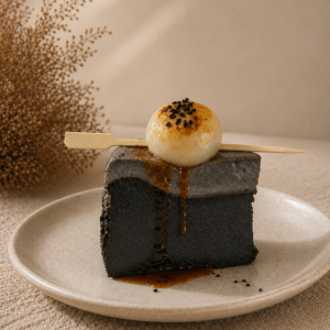 Black Sesame Burnt Cheesecake slice