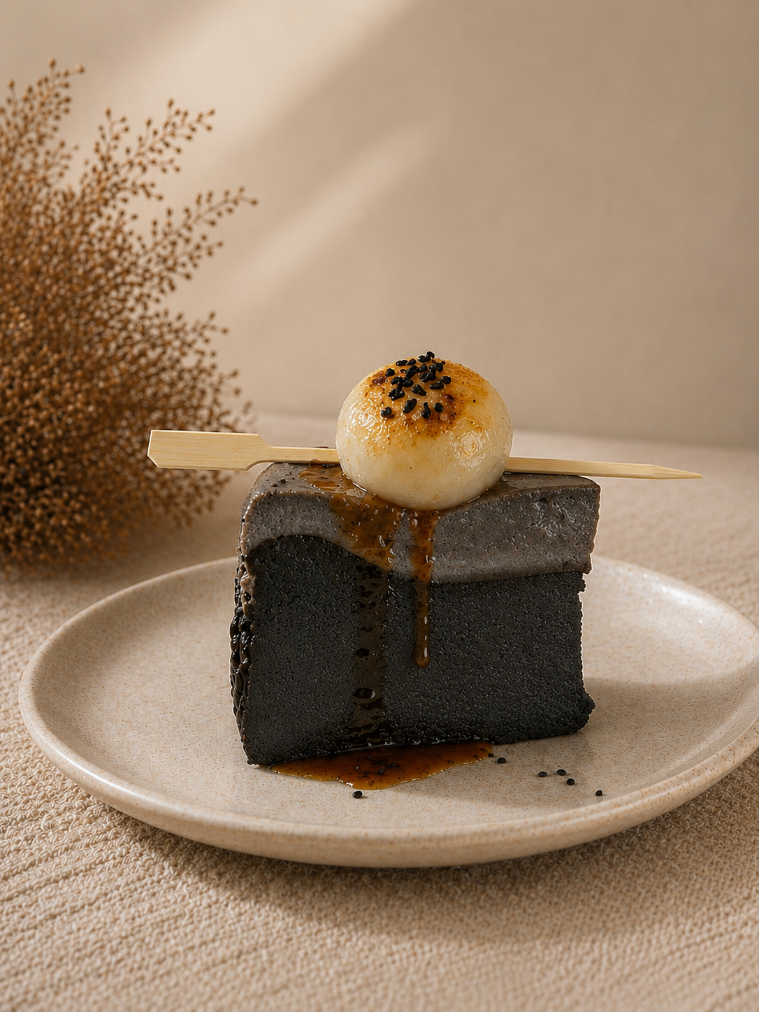 Black Sesame Burnt Cheesecake slice