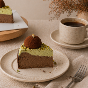 Pistachio Dubai Chocolate Burnt Cheesecake