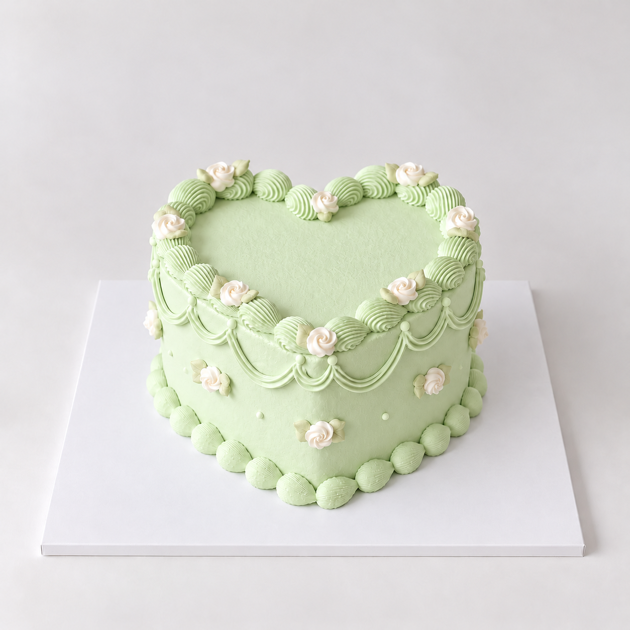 Green Vintage Rose Cake - Image 2
