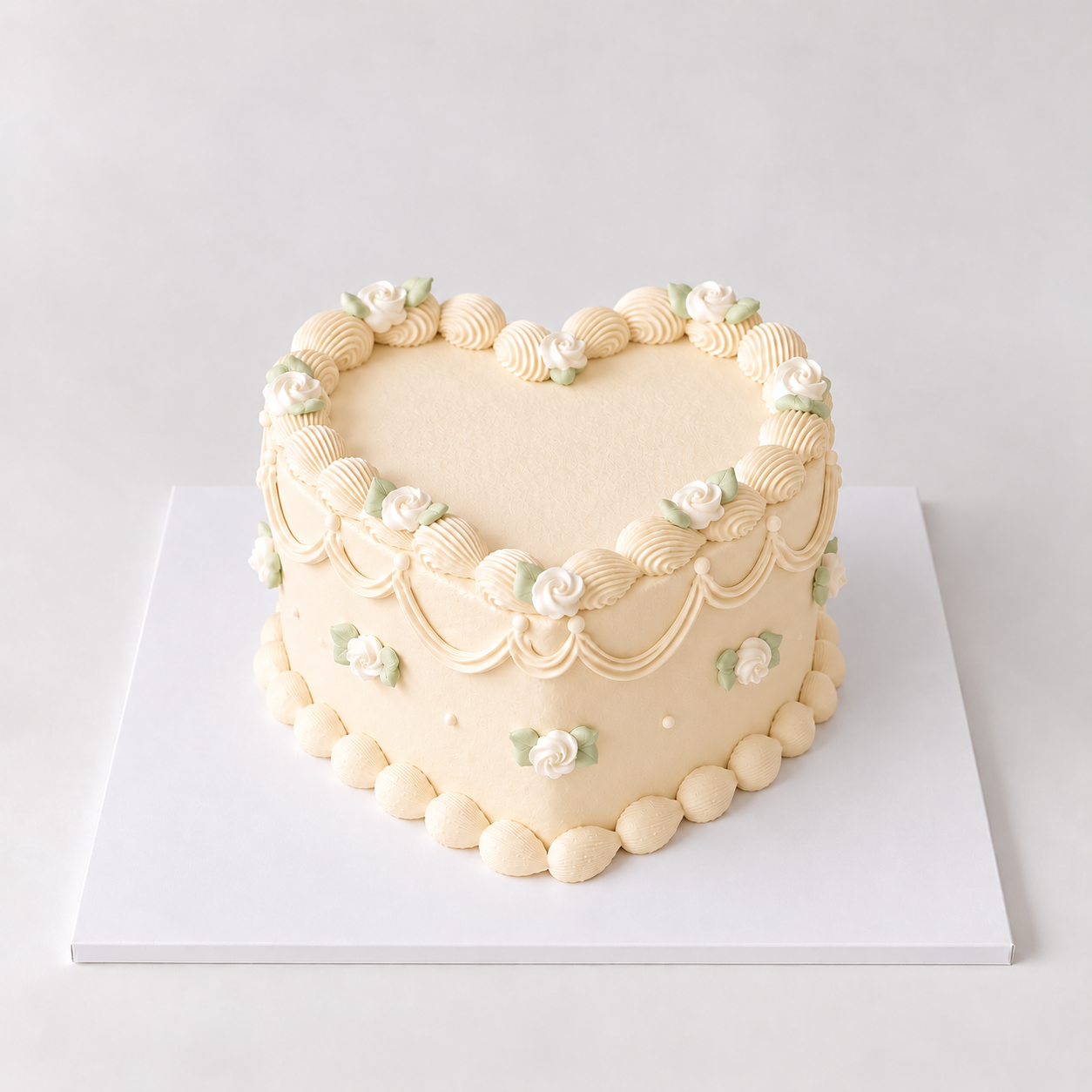 Beige Vintage Rose Cake - Image 2